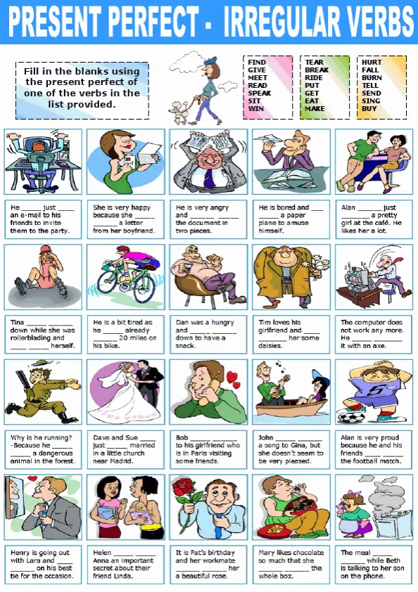 Present Perfect Irregular Verbs Worksheet Preview