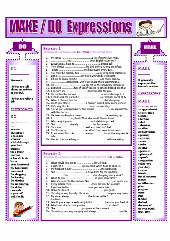 Make Or Do Expressions Worksheet Preview