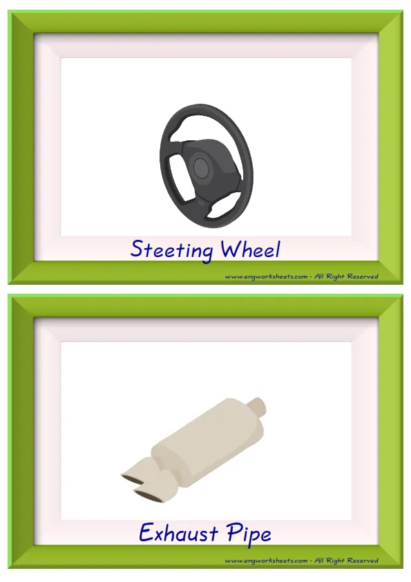 Half page ESL Flashcard without words containing Cars picture for kids and teachers. Worksheet Preview