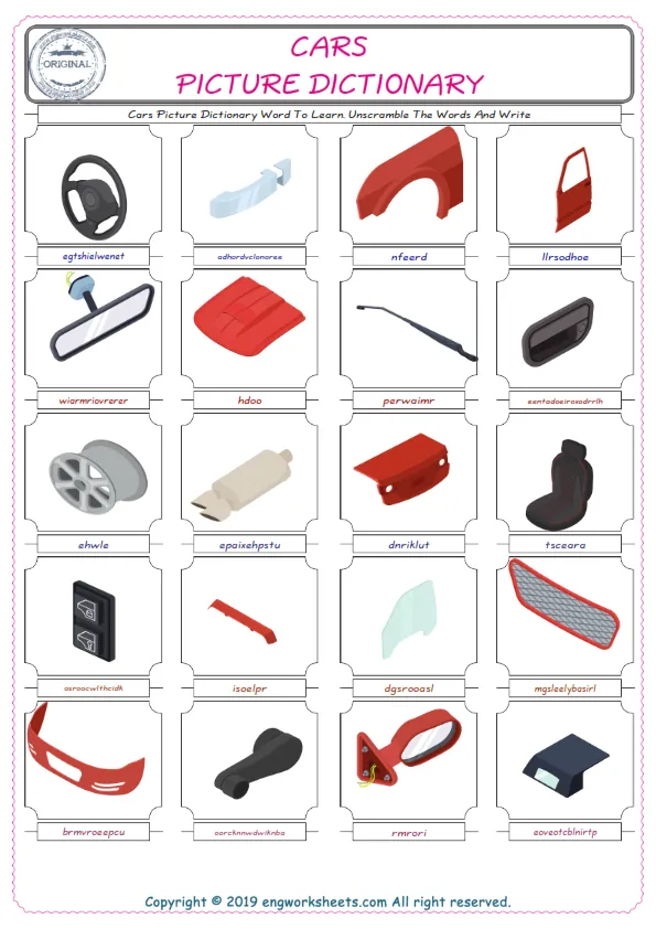 Cars ESL Worksheets For kids, the exercise worksheet of finding the words given complexly and supplying the correct one. Worksheet Preview