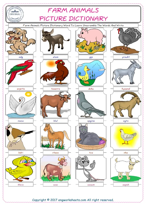 Farm Animals ESL Worksheets For kids, the exercise worksheet of finding the words given complexly and supplying the correct one. Worksheet Preview