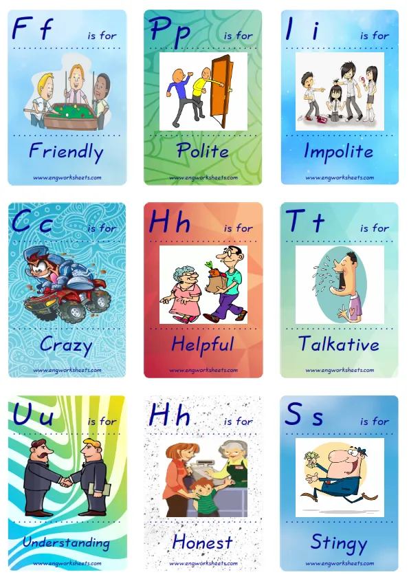 Mini size ESL Flashcard Friendship for kids and teachers. Worksheet Preview