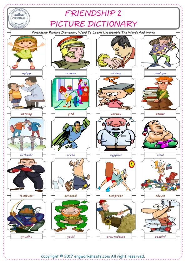 Friendship ESL Worksheets For kids, the exercise worksheet of finding the words given complexly and supplying the correct one. Worksheet Preview