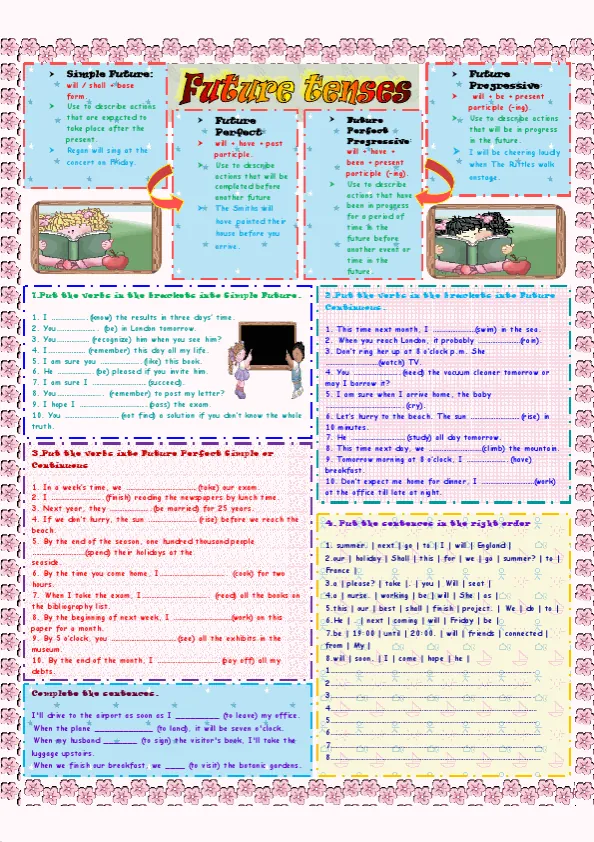 Mixed Future Tenses Worksheet Preview