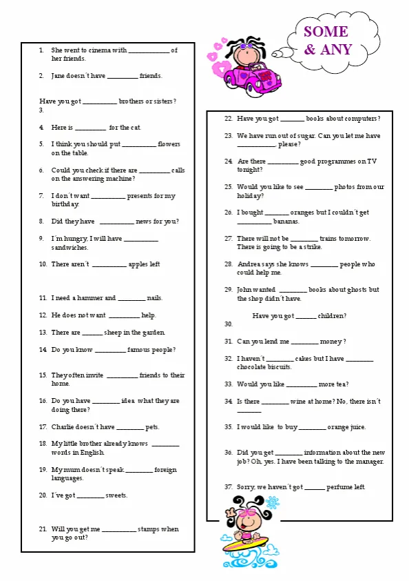 Some Any Worksheet Preview