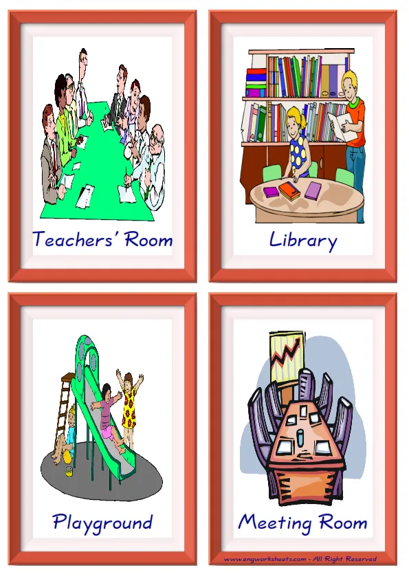Quarter page ESL Flashcard together with words containing School Parts picture for kids and teachers. Worksheet Preview