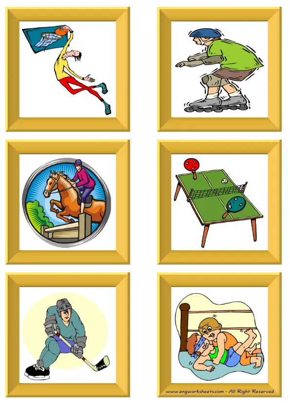 ESL Flashcard without words containing Sports picture for kids and teachers. Worksheet Preview