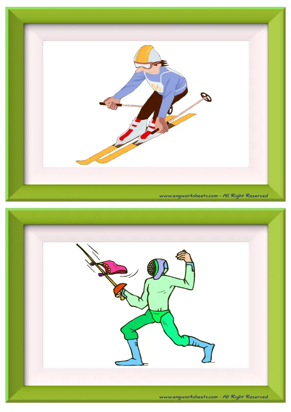 Half page ESL Flashcard without words containing Sports picture for kids and teachers. Worksheet Preview