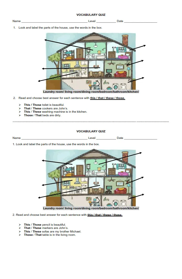 Parts Of The House Worksheet Preview
