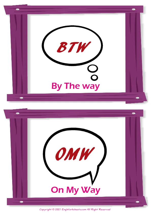 Abbreviation vocabulary worksheet with words, two images per page Worksheet Preview