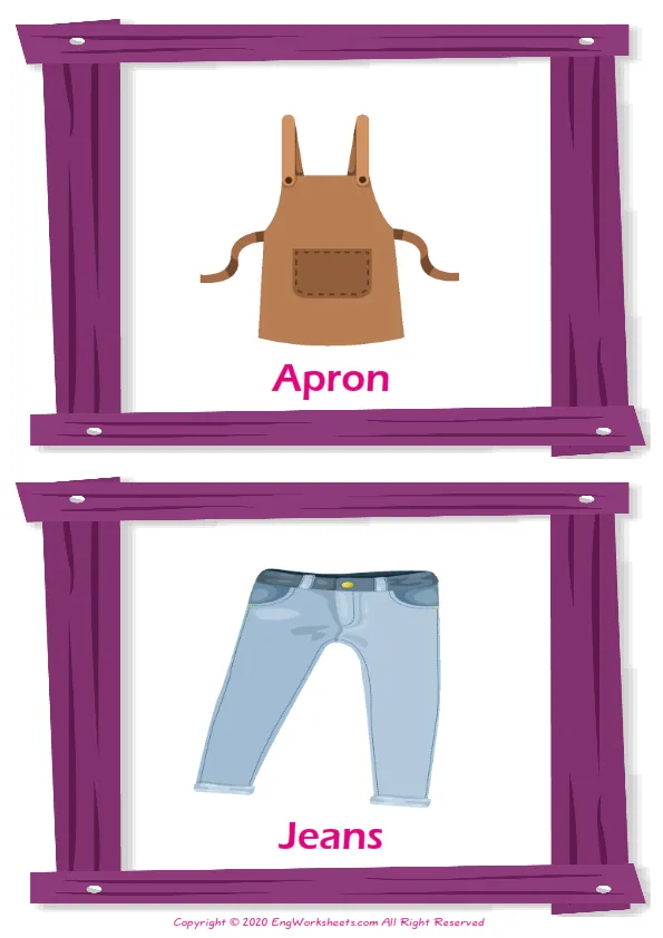 Accessories vocabulary worksheet with words, two images per page Worksheet Preview