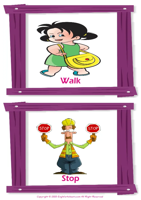 Action Verbs vocabulary worksheet with words, two images per page Worksheet Preview