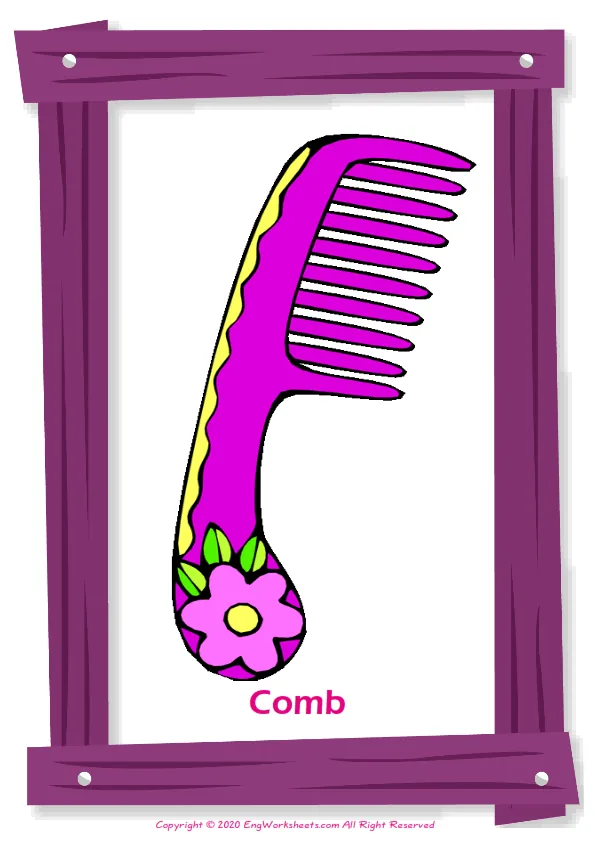 Bathroom English vocabulary worksheet with full-page words