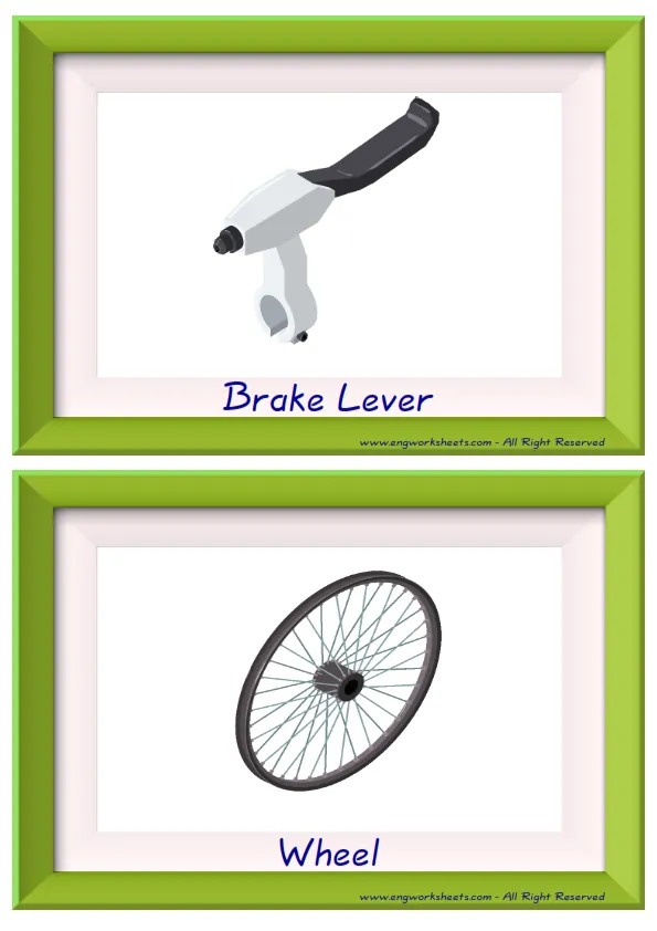 Half page ESL Flashcard together with words containing Bike picture for kids and teachers. Worksheet Preview
