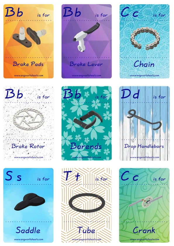 Mini size ESL Flashcard Bike for kids and teachers. Worksheet Preview