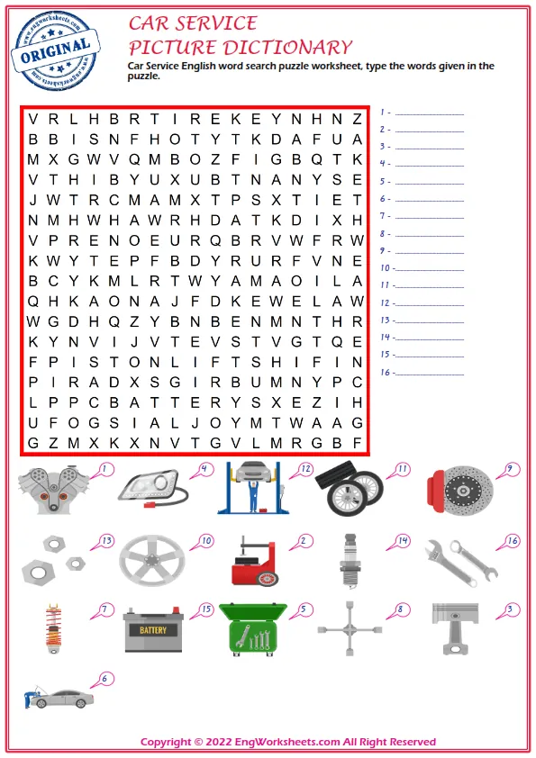 Letter and Word Tracing Car Service PDF Worksheets Worksheet Preview