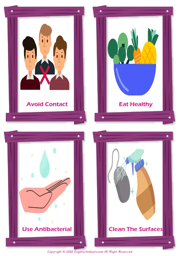 Coronavirus Prevention ESL Printable Picture Dictionary Worksheet For Kids Worksheet Preview