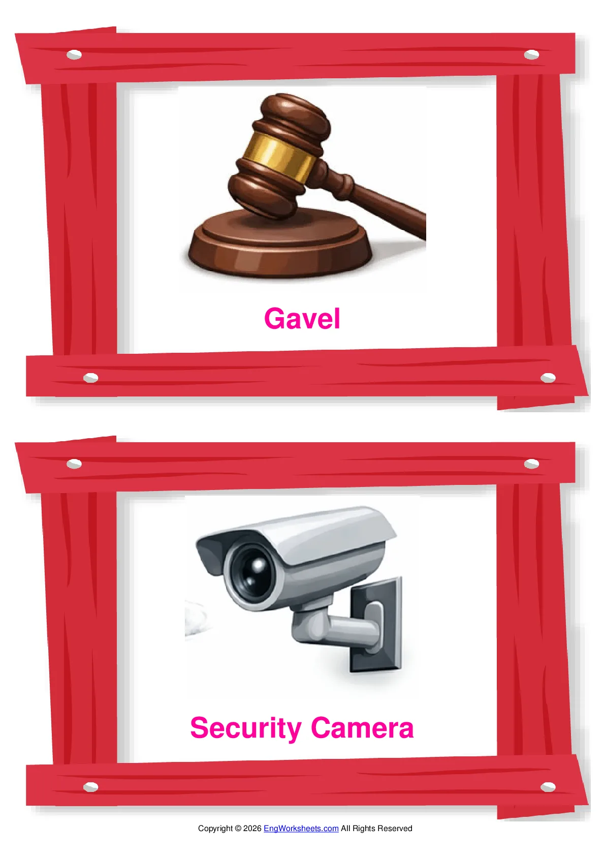 Crime & Law vocabulary worksheet with words, two images per page Worksheet Preview