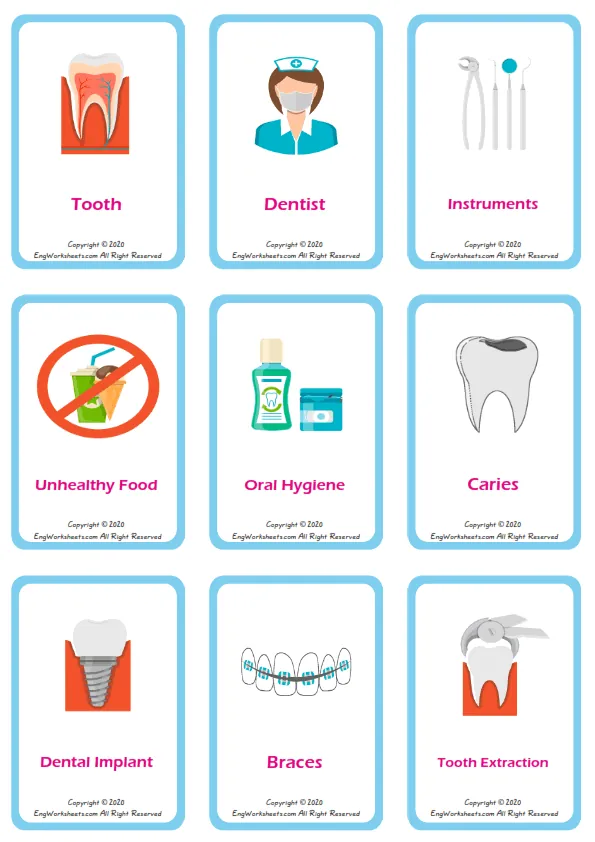 Dental Care ESL Printable Unscramble the Words English Worksheet. Worksheet Preview