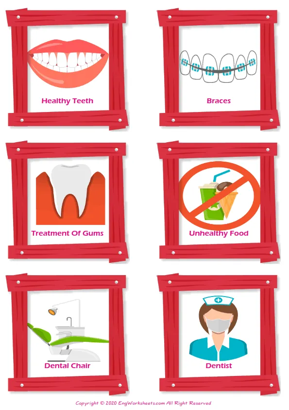 Dental Care ESL snake word writing exercise worksheet. Worksheet Preview