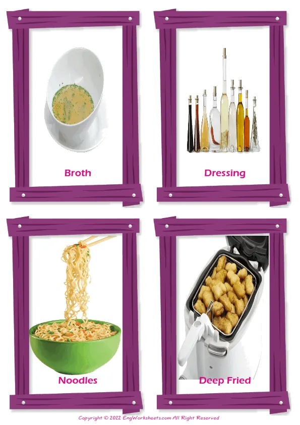 Dinner vocabulary worksheet with words, four images per page Worksheet Preview