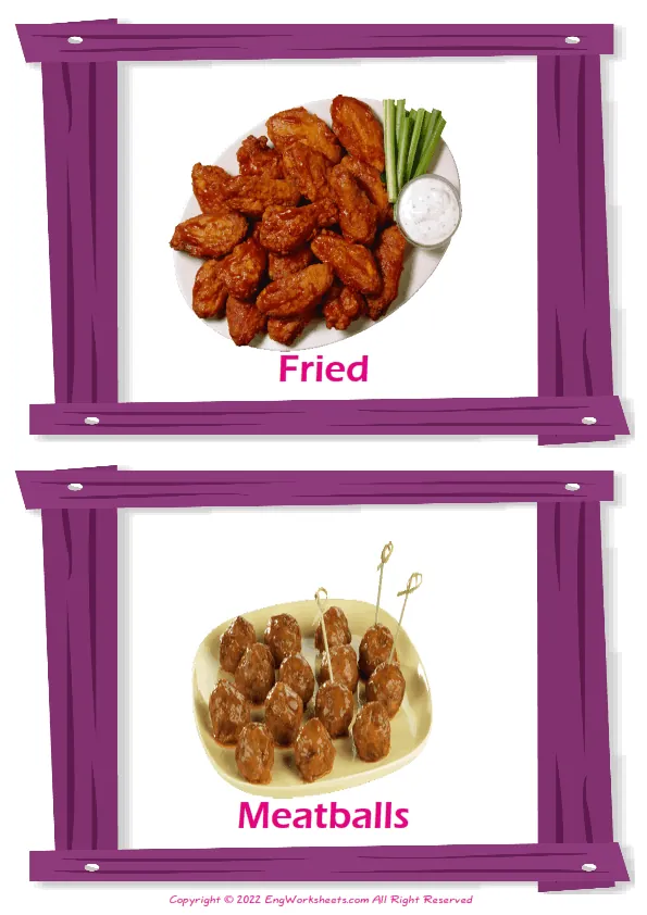 Dinner vocabulary worksheet with words, two images per page Worksheet Preview