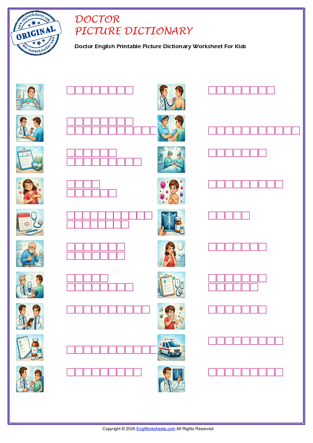 Doctor English Printable Picture Dictionary Worksheet For Kids Worksheet Preview