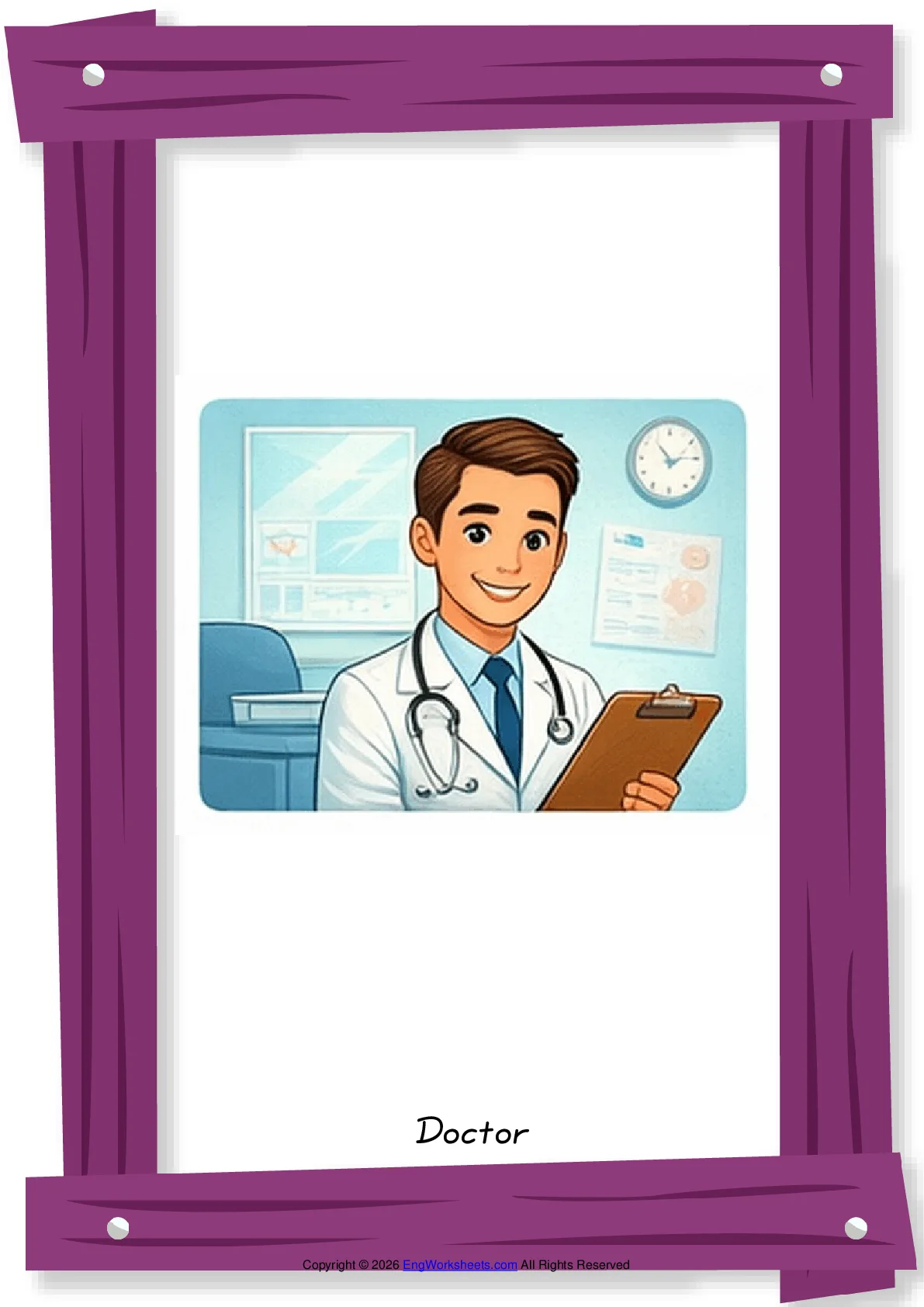 Doctor English vocabulary worksheet with full-page words Worksheet Preview