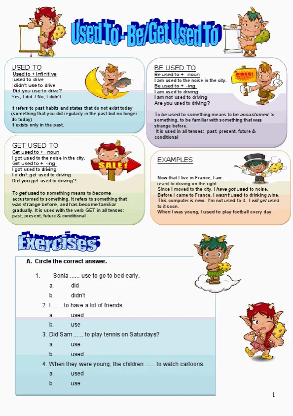 Used To - Be-Get Used To Worksheet Preview
