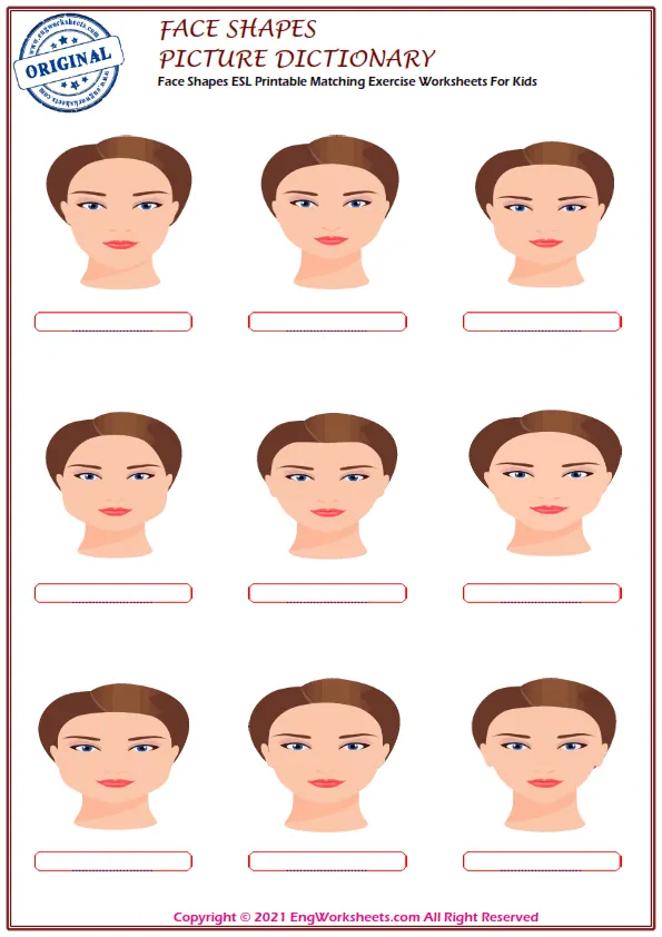 Wordless Face Shapes vocabulary worksheet with two images per page Worksheet Preview