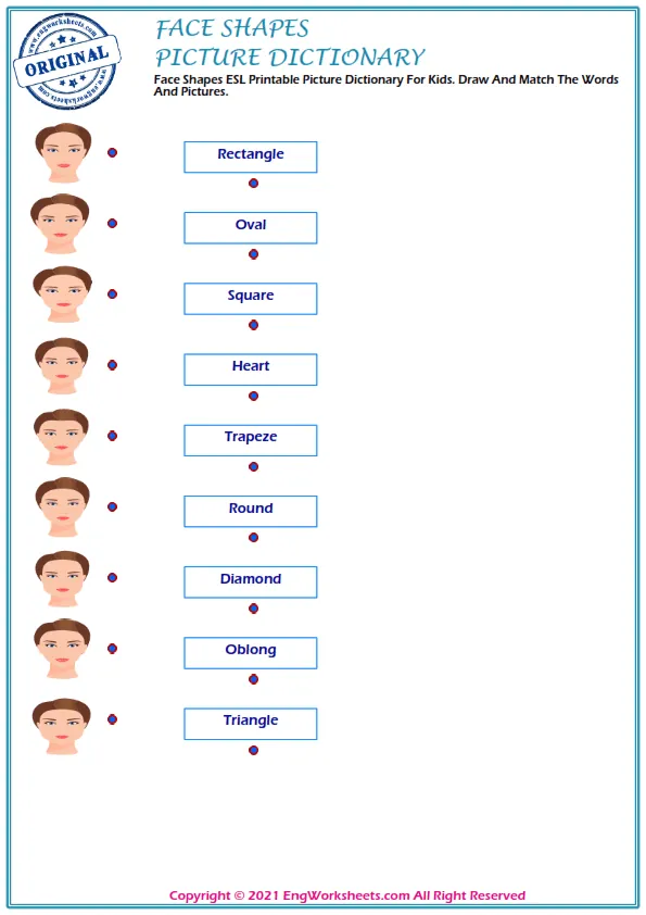Face Shapes English word search puzzle worksheet, type the words given in the puzzle. Worksheet Preview