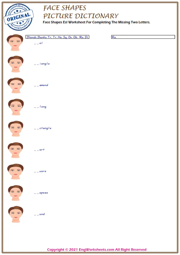 Wordless Face Shapes vocabulary worksheet with nine images per page Worksheet Preview