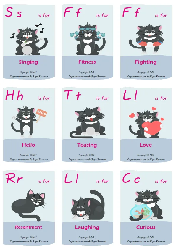 Feelings And Emotions vocabulary worksheet with words, nine images per page Worksheet Preview