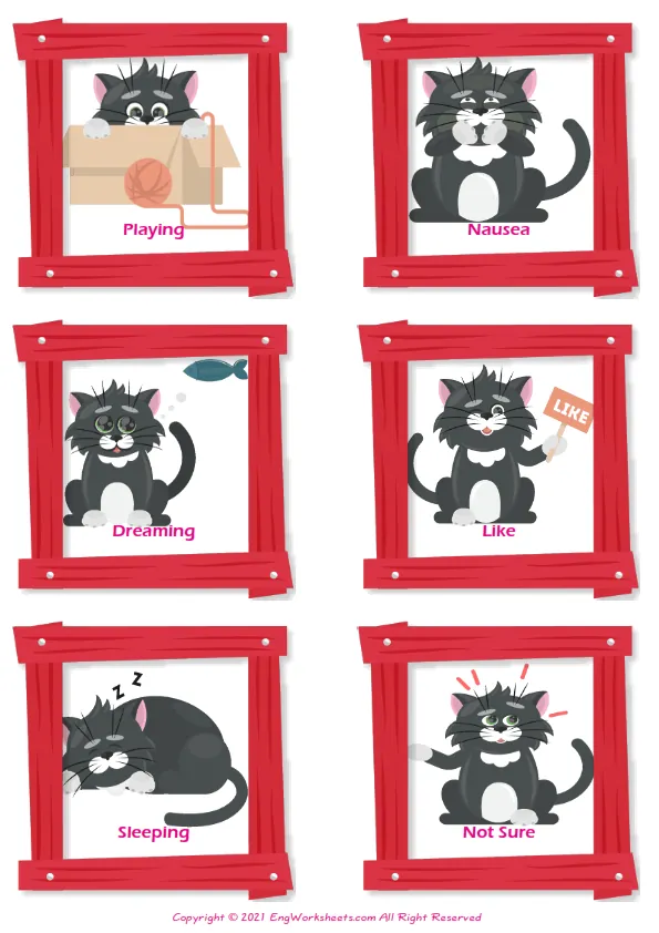 Feelings And Emotions vocabulary worksheet with words, six images per page Worksheet Preview