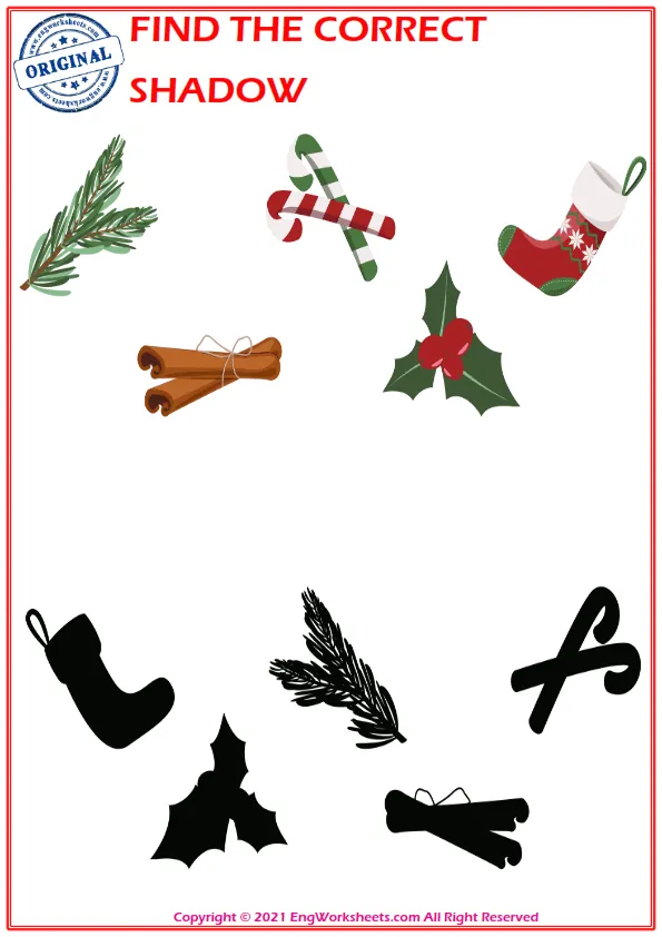 Find the correct shadow educational matching game worksheets for children Worksheet Preview