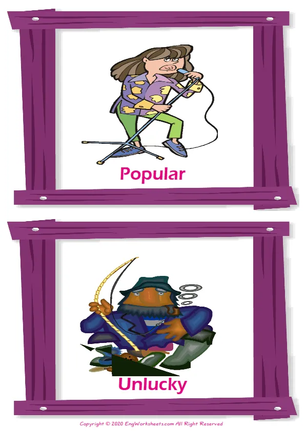 Friendship vocabulary worksheet with words, two images per page