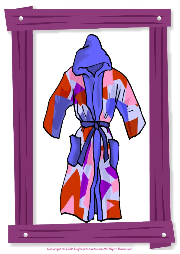 Full-page wordless Bedroom English vocabulary worksheet