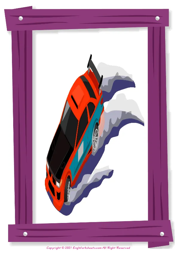 Full-page wordless Car Tuning English vocabulary worksheet Worksheet Preview