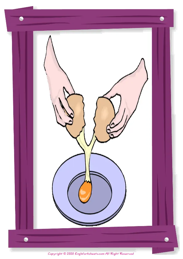 Full-page wordless Cooking Verbs English vocabulary worksheet Worksheet Preview