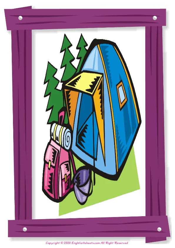 Full-page wordless Holiday English vocabulary worksheet