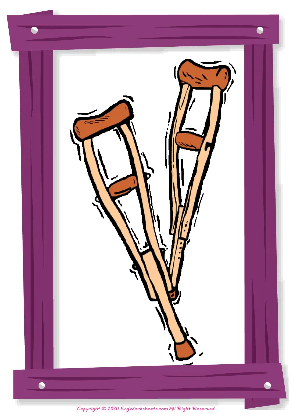 Full-page wordless Hospital English vocabulary worksheet