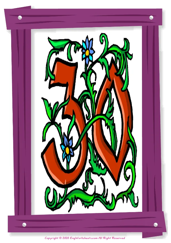 Full-page wordless Number English vocabulary worksheet Worksheet Preview