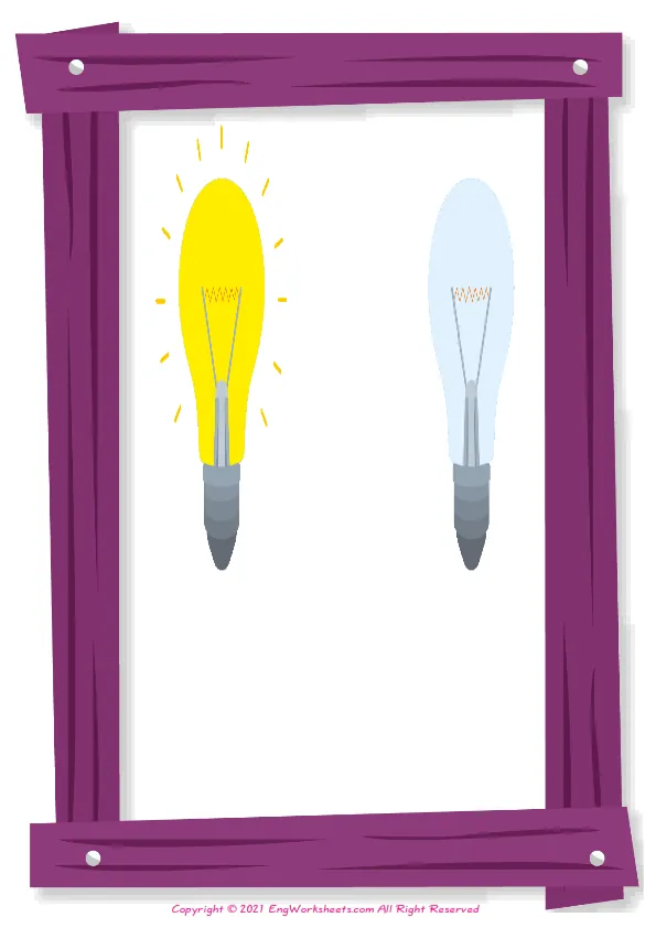 Full-page wordless Opposites English vocabulary worksheet Worksheet Preview