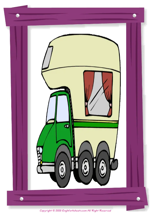 Full-page wordless Transportation English vocabulary worksheet Worksheet Preview