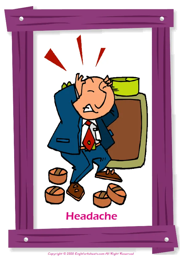 Health Problems English vocabulary worksheet with full-page words