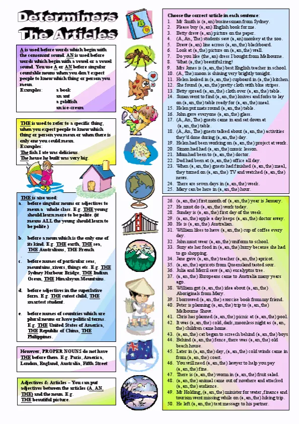 Determiners The Article Worksheet Preview
