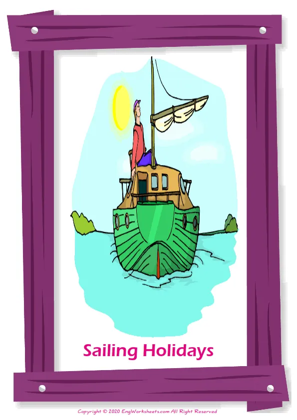 Holiday English vocabulary worksheet with full-page words