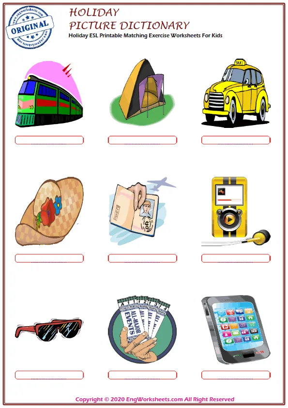 Holiday ESL Printable Matching Exercise Worksheets For Kids Worksheet Preview