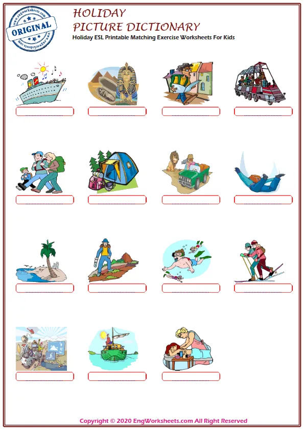 Holiday ESL Printable Matching Exercise Worksheets For Kids