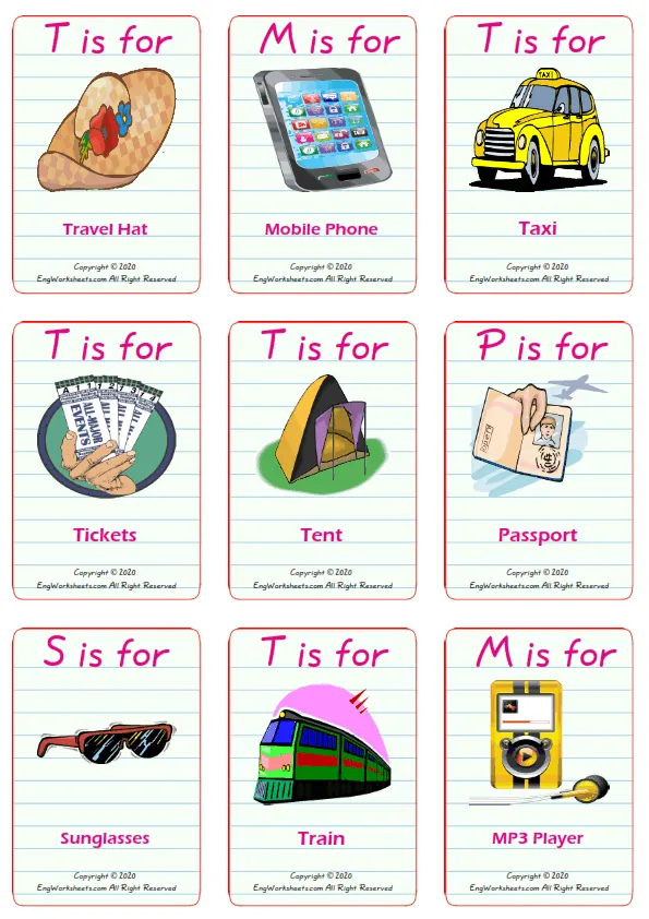 Holiday vocabulary worksheet with words, nine images per page Worksheet Preview